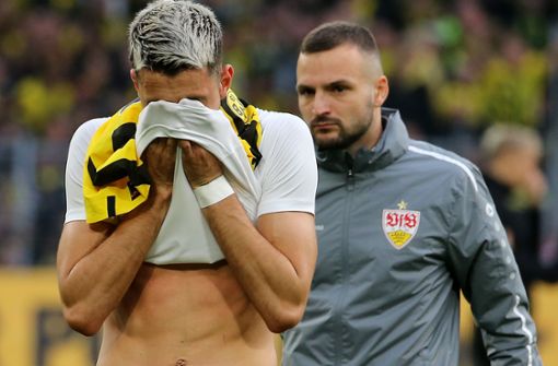 Enttäuschung pur: Atakan Karazor nach dem 0:5 bei Borussia Dortmund. Foto: Baumann