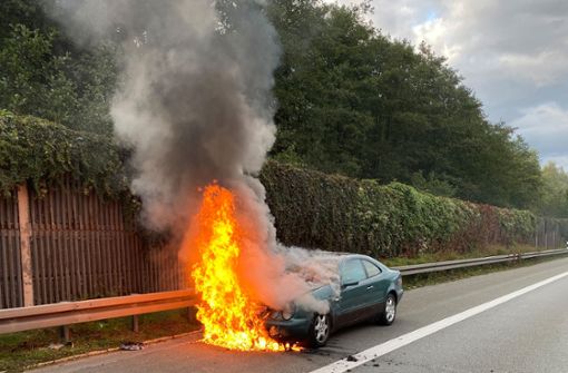 Der Wagen des 20-Jährigen ging in Flammen auf. Foto: dpa/Polizeiinspektion Marktredwitz