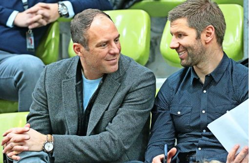 Marc Kienle (li.) wird in der neuen Saison Trainer des VfB II, Thomas Hitzlsperger wird Chef des Nachwuchsbereichs. Foto: Pressefoto Baumann