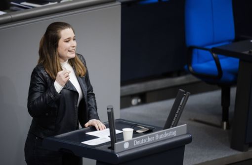 Die Grünen-Politikerin Emilia Fester bei ihrer ersten Rede im Bundestag (Archivfoto). Foto: IMAGO/photothek/IMAGO/Felix Zahn/photothek.net