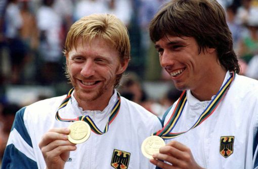Boris Becker und Michael Stich gewannen 1992 Gold im Doppel. Foto: mago/Kosecki/imago sportfotodienst