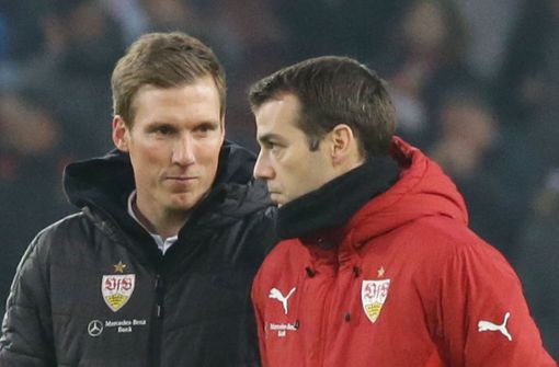 Hannes Wolf (li.), einst Trainer beim VfB Stuttgart, steht nun beim Hamburger SV unter Vertrag. Sein damaliger Assistent Miguel Moreira folgte ihm diesmal nicht. Foto: Baumann