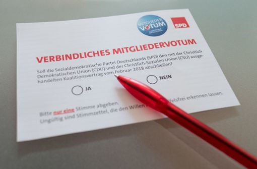 Das SPD-Mitgliedervotum ist nicht nur verbindlich, sondern spricht auch eine klare Empfehlung aus. Foto: dpa