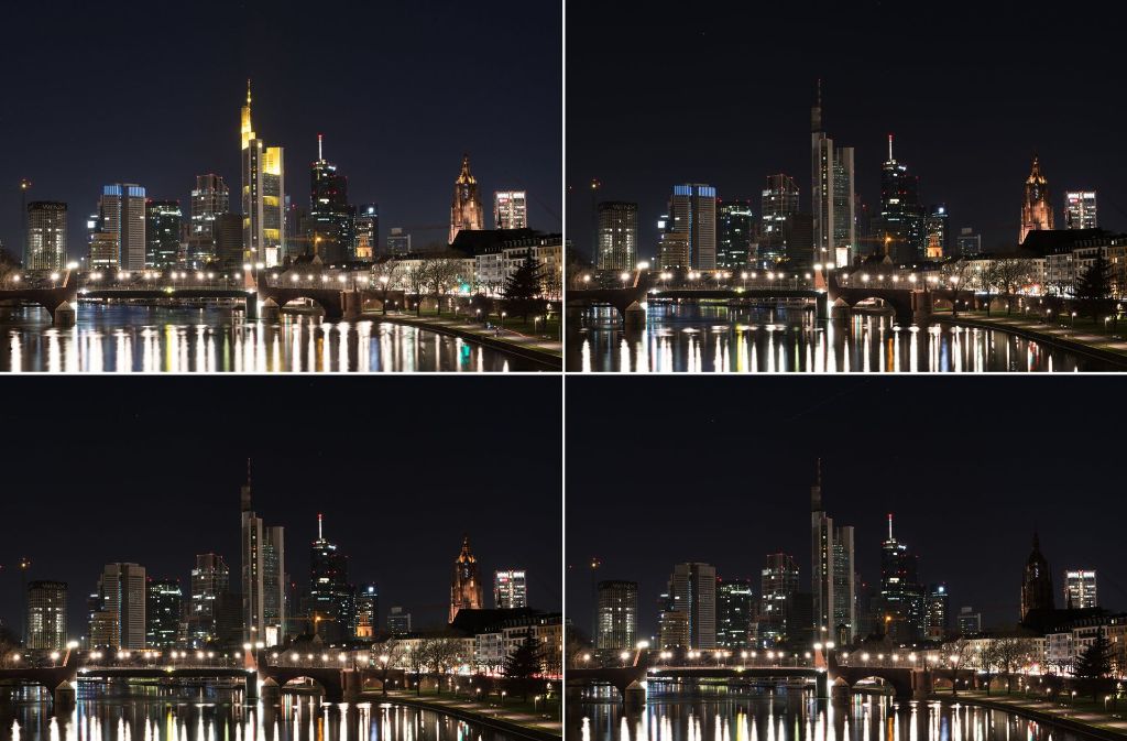 Zur „Earth Hour“ gingen in Metropolen wie Frankfurt (Foto), München, Berlin, Paris oder London auch dieses Jahr die Lichter aus.