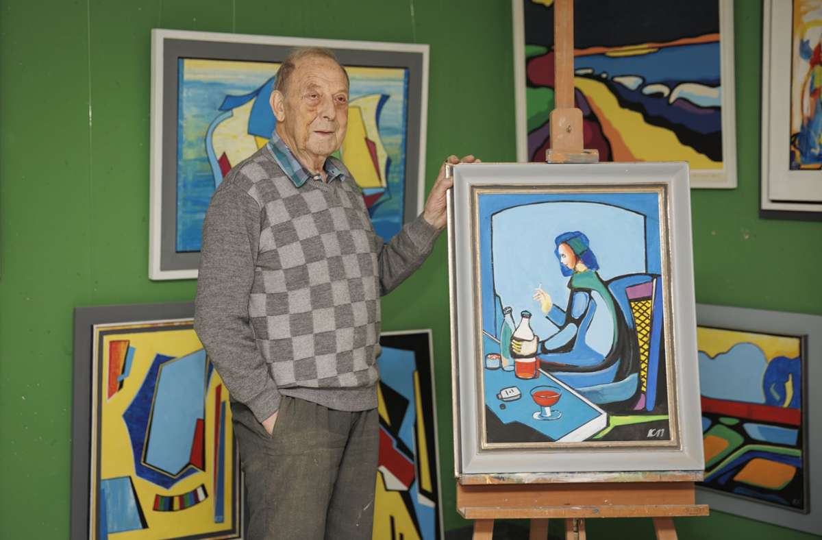Konrad Niemeier widmet sich im Ruhestand ganz der Malerei. Foto: Lichtgut/Julian Rettig