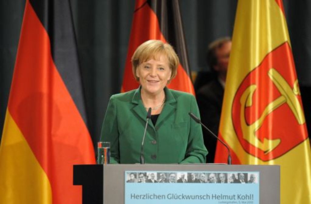 Auch Bundeskanzlerin Angela Merkel trat ans Mikrofon.