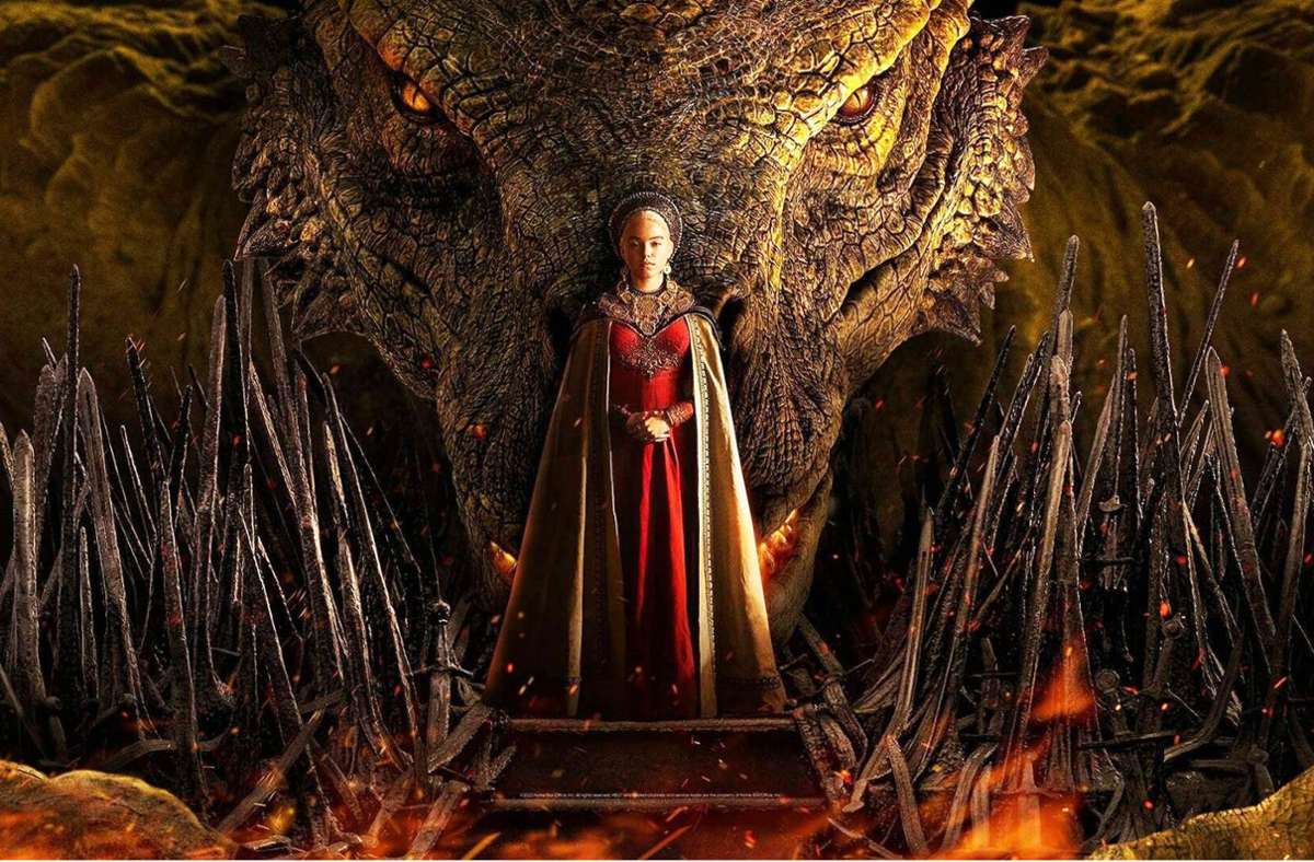Die Schöne und das Biest: Milly Alcock als Prinzessin Rhaenyra Targaryen mit einem der zehn Drachen ihrer Familie Foto: Sky/HBO