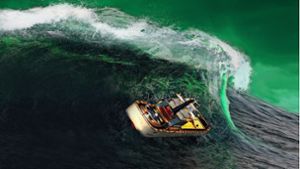 Albtraum auf See: Ein Frachtschiff wird in dieser Illustration von einer Monsterwelle erfasst. Foto: imago//cience Photo Library