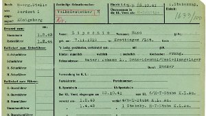 Die Personalakte des ehemaligen Rottenführers Hans Lipschis in Auschwitz-Birkenau. Foto: Archive of the Auschwitz-Birkenau State Museum