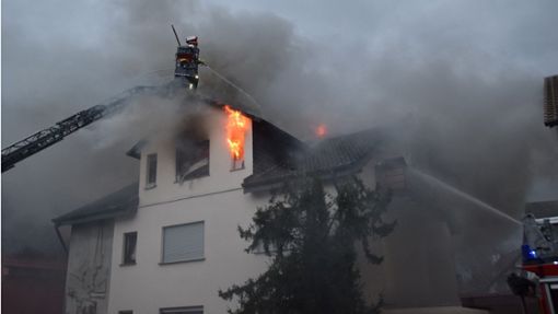 Das Feuer griff auch auf den Dachstuhl des Hauses über. Foto: dpa/René Priebe
