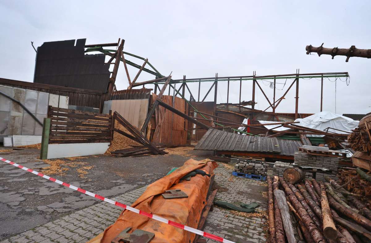Ein Sturm verursachte bei Bad Wurzach  massive Schäden.