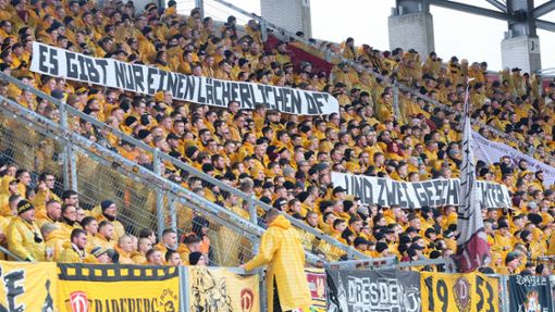 Die Dresden-Ultras sind für Provokationen bekannt. Foto: IMAGO/Picture Point/IMAGO/Sven Sonntag