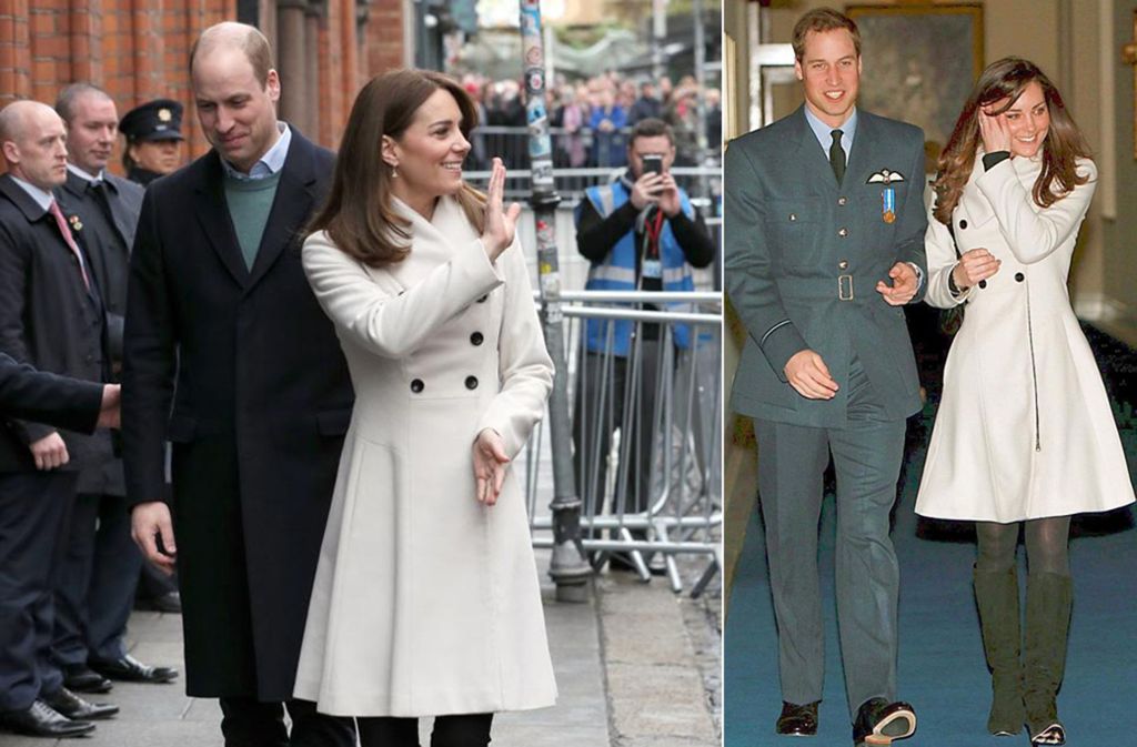 Zwischen diesen Bildern liegen zwölf Jahre: Herzogin Kate 2020 in Dublin (links) und 2008 bei Williams Abschlussfeier bei der Royal Air Force.