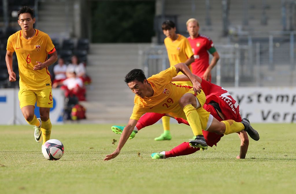 Chinas U20-Auswahl hat gegen SG Sonnenhof Großaspach verloren. Foto: Pressefoto Baumann