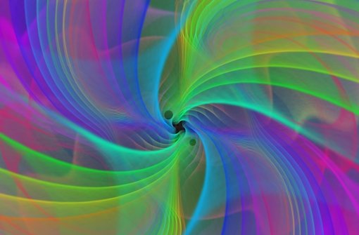 Numerische Simulationen visualisieren, wie zwei Schwarze Löcher verschmelzen - unter Abstrahlung von Gravitationswellen. Foto: dpa