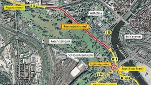 Der Bebauungsplan für die Röhren unter dem Rosensteinpark steht kurz vor der Verabschiedung. Anfang November ist der Baubeschluss geplant. Foto: StN-Grafik: Lange/Kruljac