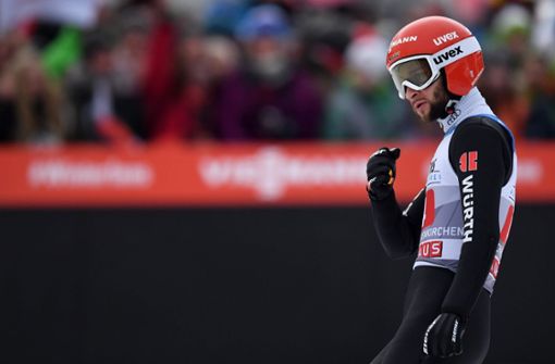 Markus Eisenbichler wurde auch in Garmisch Zweiter hinter Ryoyu Kobayashi. Foto: AFP