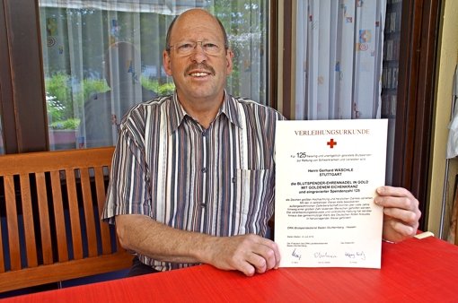 Gerhard Wäschle verträgt das Blutspenden inzwischen problemlos. Foto: Leonie Schüler