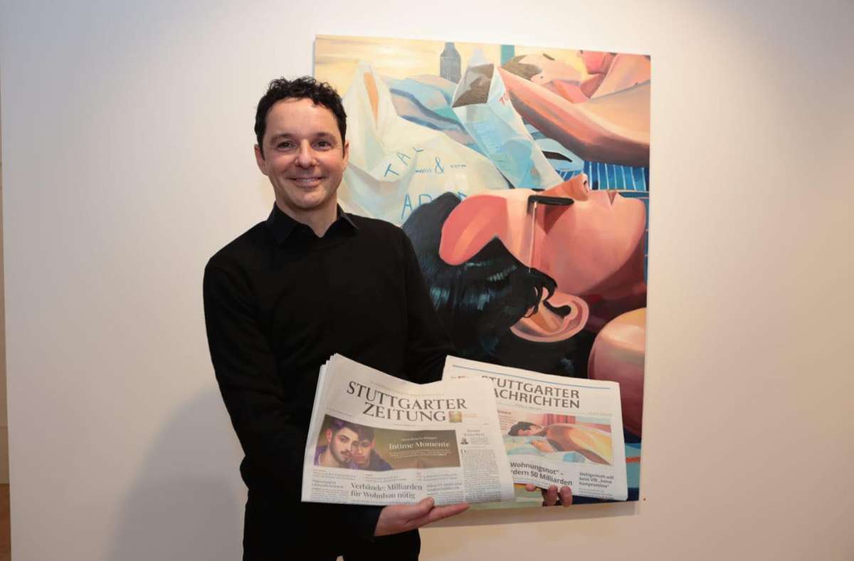 Galerist Thomas Fuchs hat es mit seiner Ausstellung „Intimacy“ auf die Titelseiten beider Stuttgarter Zeitungen geschafft.