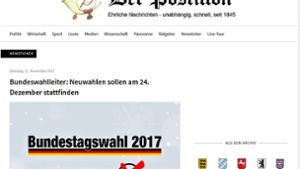 Die Satire-Seite „Der Postillon“ vermeldet Neuwahlen: am 24. Dezember. Foto: Screenshot Website Der Postillon