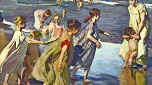 Joaquín Sorolla: „Das Nähen des Segels“ 1896 (oben) und „Sommer“ 1904 Foto: Venice, Galleria Internazionale d´Arte Moderna di Ca’ Pesar/ Havanna, Museum Nacional de Bellas Artes