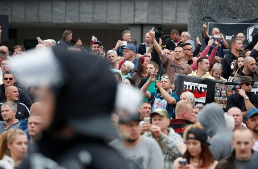 Auch am Montag versammelten sich rechte Gruppierungen in Chemnitz. Foto: AFP