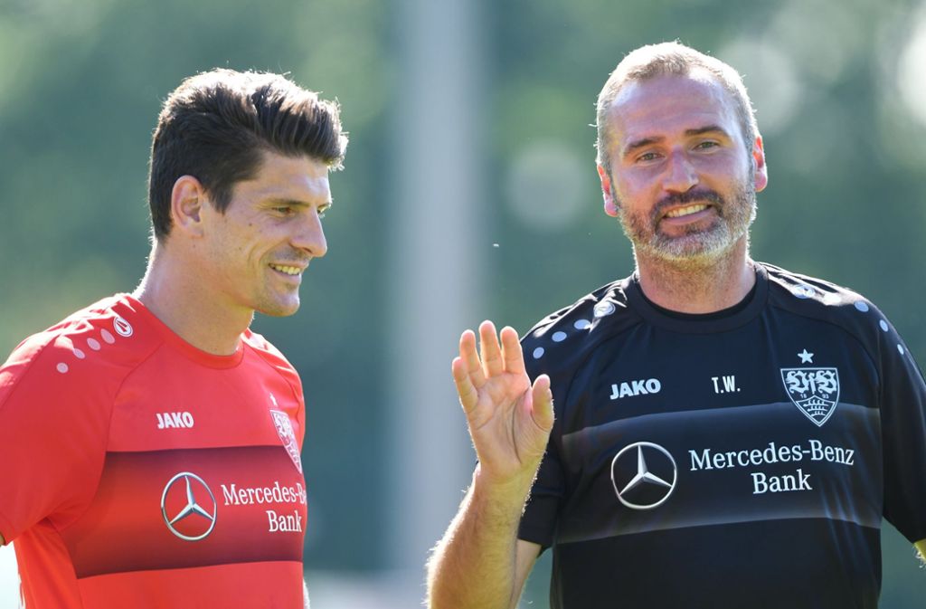Trainer Tim Walter (rechts) und Mario Gomez blicken auf die kommende Saison mit dem VfB Stuttgart.