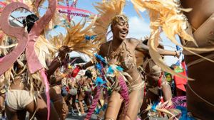 Bunte Kostüme und karibische Rhythmen sind fester Bestandteil der West Indian Day Parade. Foto: Getty