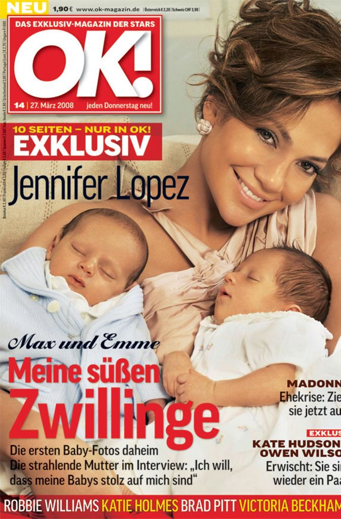 Auch die Sängerin und Schauspielerin Jennifer Lopez bekam 2008 Zwillinge: Emme und Max.