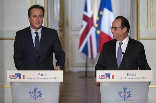 Gemeinsam gegen den Islamischen Staat: Caermon (links) und Hollande Foto:  