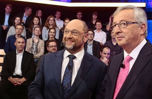 Viel Einigkeit im Streitgespräch: Martin Schulz (li.) und Jean-Claude Juncker Foto: dpa