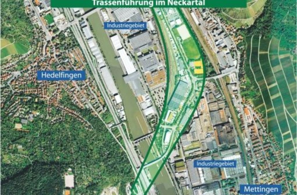 Trassenführung im Neckartal: Im Korridor sollen zwei Gleise verlaufen