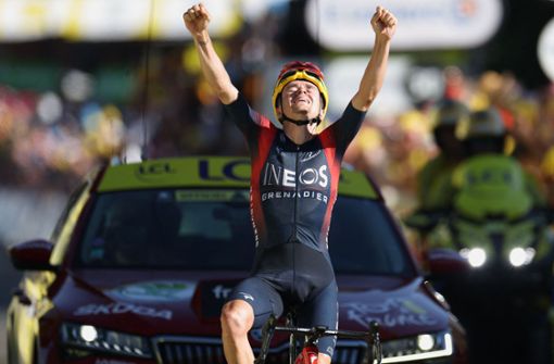 Thomas Pidcock gewann am Donnerstag die Königsetappe der 109. Tour de France. Foto: AFP/THOMAS SAMSON