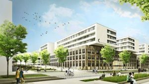 So könnte das neue Katharinenhospital in gut einem Jahrzehnt von der Kriegsbergstraße aus betrachtet aussehen. Foto: Klinikum Stuttgart