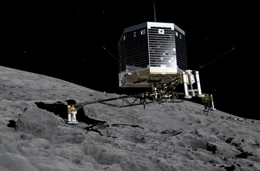 Dieser Screenshot aus einem Video zeigt die simulierte Landung von Philae auf dem Zielkometen Tschurjumow-Gerassimenko. Der angepeilte Landeplatz des Minilabors hat einen Namen bekommen: Agilkia heißt die Stelle, auf der der Lander der Raumsonde Rosetta aufsetzen soll. Foto: dpa