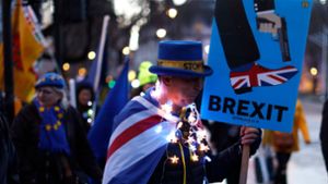 Er ist gegen den EU-Austritt: Demonstrant vor dem Unterhaus in London Foto: AFP