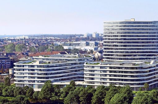 So soll der Allianz-Park Stuttgart für rund 4500 Mitarbeiter einmal aussehen. Foto: Allianz