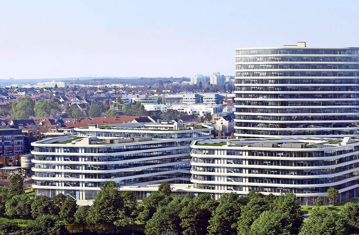 So soll der Allianz-Park Stuttgart für rund 4500 Mitarbeiter einmal aussehen. Foto: Allianz
