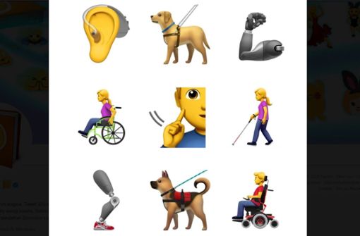 Mit neun neuen Symbolen möchte Apple erreichen, dass Menschen mit Handicap mehr in der Gesellschaft repräsentiert werden.  Screenshot:Twitter/@Emojipedia Foto:  
