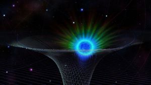 Visualisierung des Sterns S0-2 zeigt, wie er sich an einem supermassiven Schwarzen Loch im galaktischen Zentrum vorbei bewegt: Wissenschaftler von der Universität von Kalifornien in Los Angeles beobachten seit 24 Jahren einen Stern, der eng um das gigantische Schwarze Loch im Zentrum unserer Milchstraße kreist. Dabei konnten sie jetzt die  Gravitationsrotverschiebung nachweisen: Das Schwarze Loch macht durch seine extreme Schwerkraft das Sternenlicht rötlicher. Foto: Nicole R. Fuller/National Science Foundation/dpa