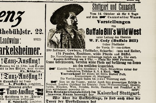 In Zeitungsanzeigen wurde für den Auftritt von Buffalo Bill geworben Foto: Stadtarchiv