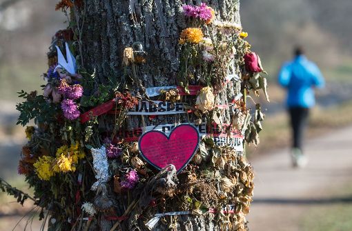 An einem Baum an der Dreisam wird an die Mitte Oktober ermordete Studentin erinnert. Foto: dpa