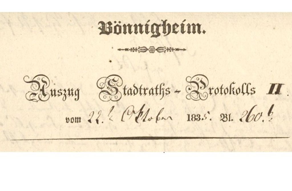 Der Briefkopf des Gemeinderats-Protokoll, in dem die Belohnung von 200 Gulden ausgesetzt wurde.