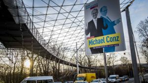 Ein Plakat aus der Landtagswahl – auch bei der Kommunalwahl will Conz wieder antreten. Foto: Lg/ Kovalenko