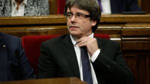 Carles Puigdemont bei seiner Rede vor dem Parlament. Foto: AP