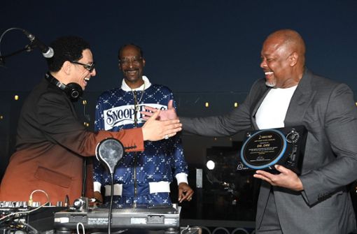 DJ Kid Capri, Rapper Snoop Dogg und Dr. Dre (v. l.)  bei der  50-Jahre-Hip-Hop-Feier, die von ASCAP Rhythm & Soul veranstaltet wurde. Foto: Photo by Araya Doheny / GETTY IMAGES NORTH AMERICA Foto:  