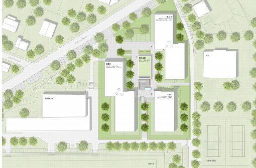 So sollen die fünf Gebäude laut Planung aussehen, in denen künftig 250 Wohnungen für Studierende Platz finden sollen. Foto: Hank + Hirth Freie Architekten
