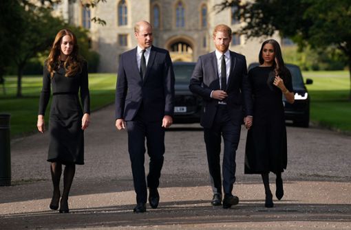 Kate, William, Harry und Meghan traten am Samstag gemeinsam auf. Foto: AFP/KIRSTY OCONNOR