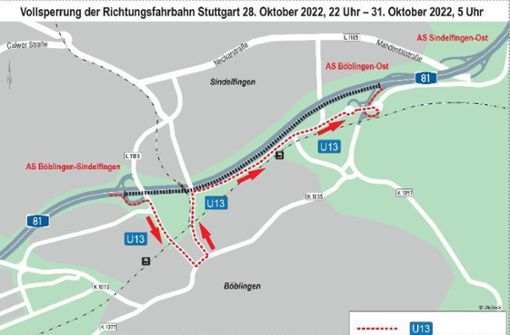 Der Verkehr in Richtung Stuttgart wird am letzten Oktoberwochenende über die Leibnizstraße geführt. Foto: Deges