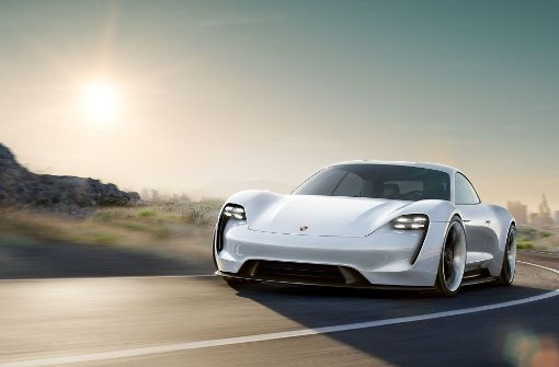 Eine Studie des Elektroautos „Mission E“ aus dem haus Porsche. Foto: Porsche